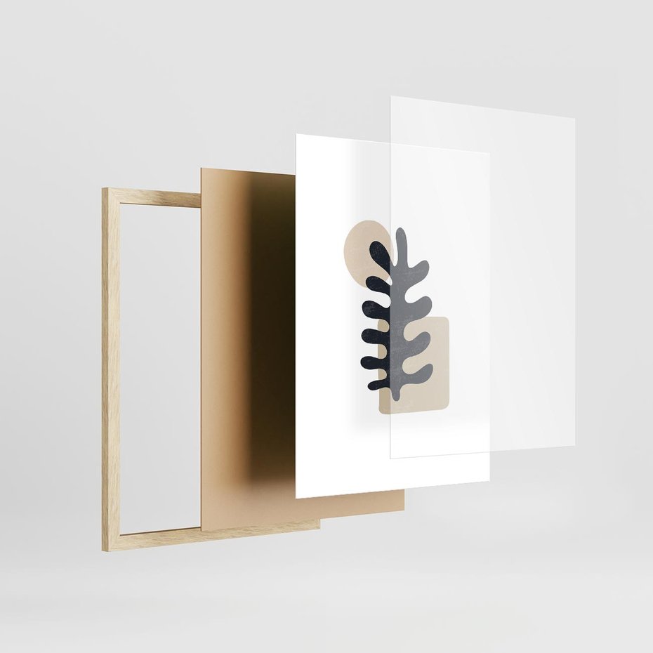 Plakat w ramie 30x40 - Opowieść Przenikających Energii - inspiracja mattise, abstrakcja - rama drewno