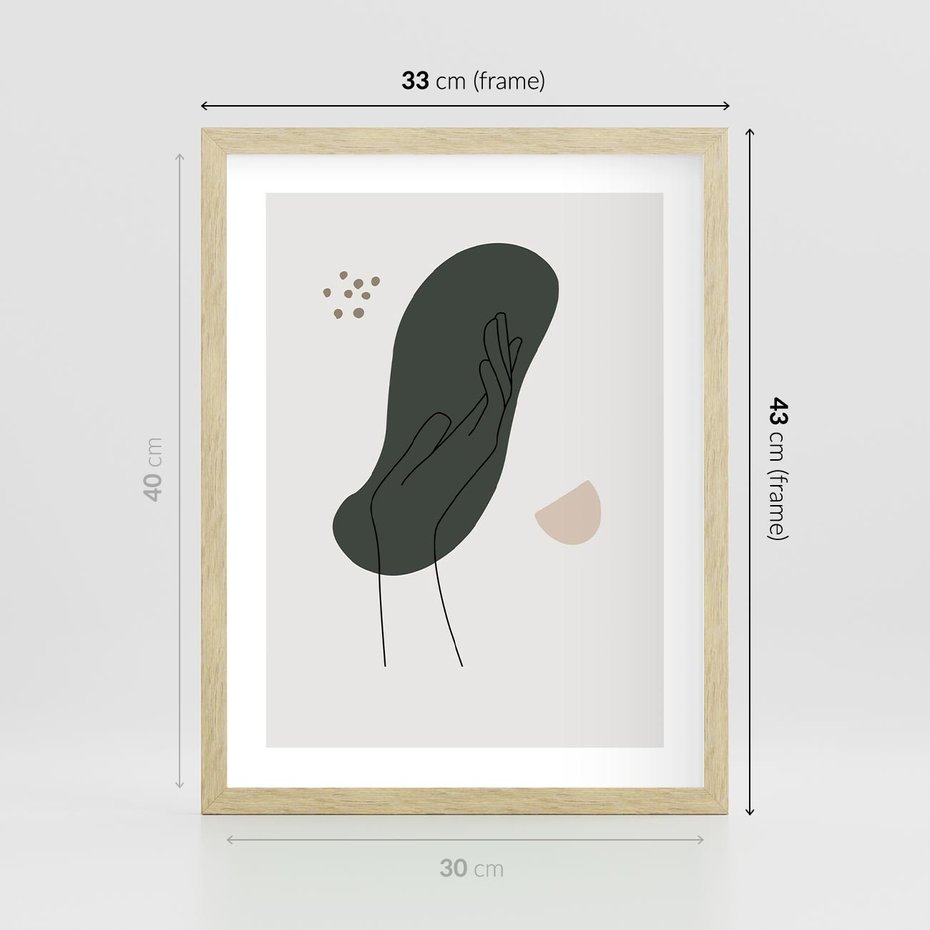 Plakat w ramie 30x40 - Tajemnicze Impulsy - szkic jedną linią, one lone - rama drewno