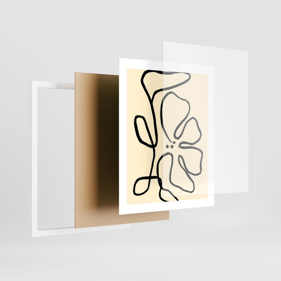 Plakat w ramie 40x50 - Zaklęte Aberracje - abstrakcyjna sztuka, przypominająca kwiat - rama biała