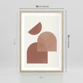 Plakat w ramie 50x70 - Harmonijne Widoki - abstrakcyjne geometryczne kształty, odcienie brązu i beżu - rama drewno