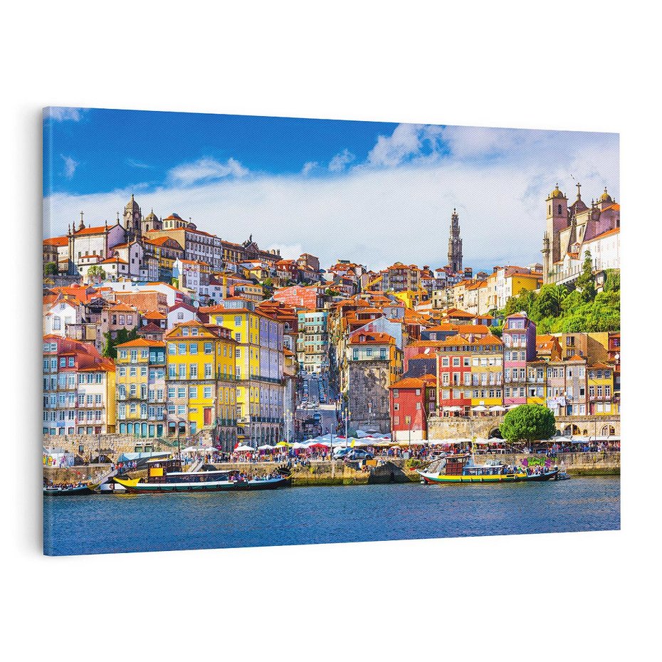 Obraz na płótnie 120x80 - Kolorowa Przystań - nadmorskie miasto, kolorowe budynki