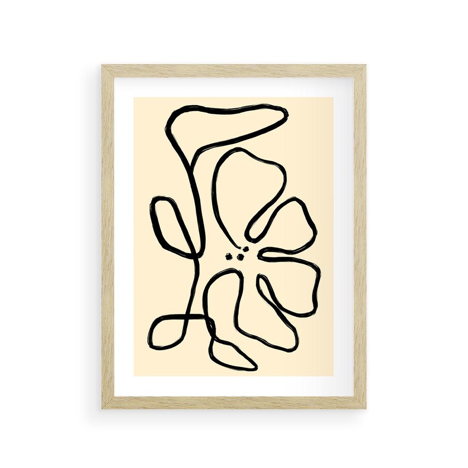 Plakat w ramie 30x40 - Zaklęte Aberracje - abstrakcyjna sztuka, przypominająca kwiat - rama drewno