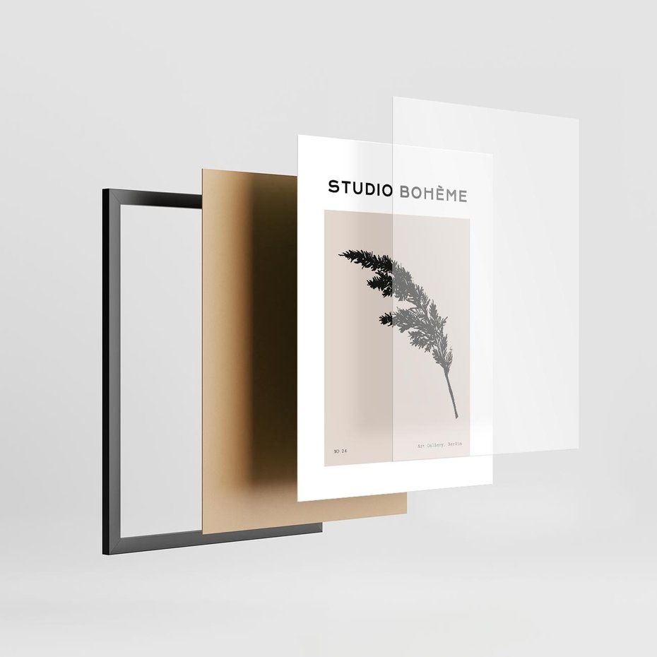 Plakat w ramie 30x40 - Boho Refrakcje Przestrzeni - boho plakat, roślina - rama czarna