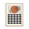 Plakat w ramie 50x70 - Geometryczna Ekspresja - geometryczny graficzny obraz, pomarańczowe koło - rama drewno