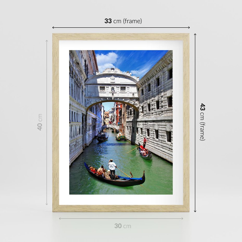 Plakat w ramie 30x40 - Romantyczna gondola w Wenecji - Wenecja, gondola - rama drewno