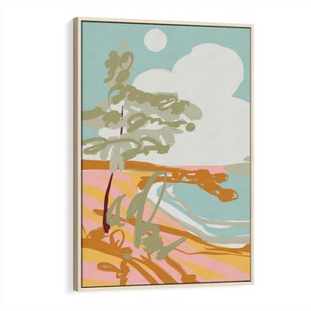 Obraz w ramie 50x70 - Spokojny Wiatr - pastelowy krajobraz, nowoczesny plakat - rama drewno