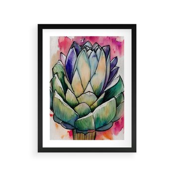 Plakat w ramie 50x70 - Estetyczna Roślina - abstrakcja, akwarela - rama czarna