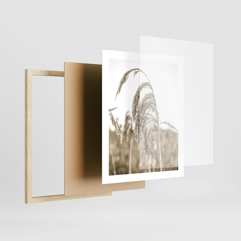 Plakat w ramie 40x50 - Ujęcie Suchych Traw - suche trawy, zbliżenie - rama drewno