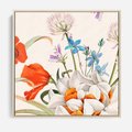 Obraz w ramie 50x50 - Polne Kwiaty - polne kwiaty, na białym tle - rama drewno