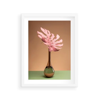 Plakat w ramie 50x70 - Wyjątkowy monstera - monstera, liść - rama biała