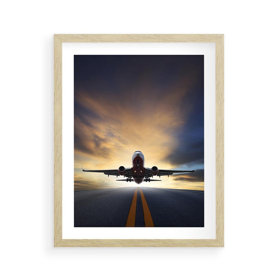 Plakat w ramie 40x50 - Podróż samolotem w pejzaż - samolot, podróż - rama drewno