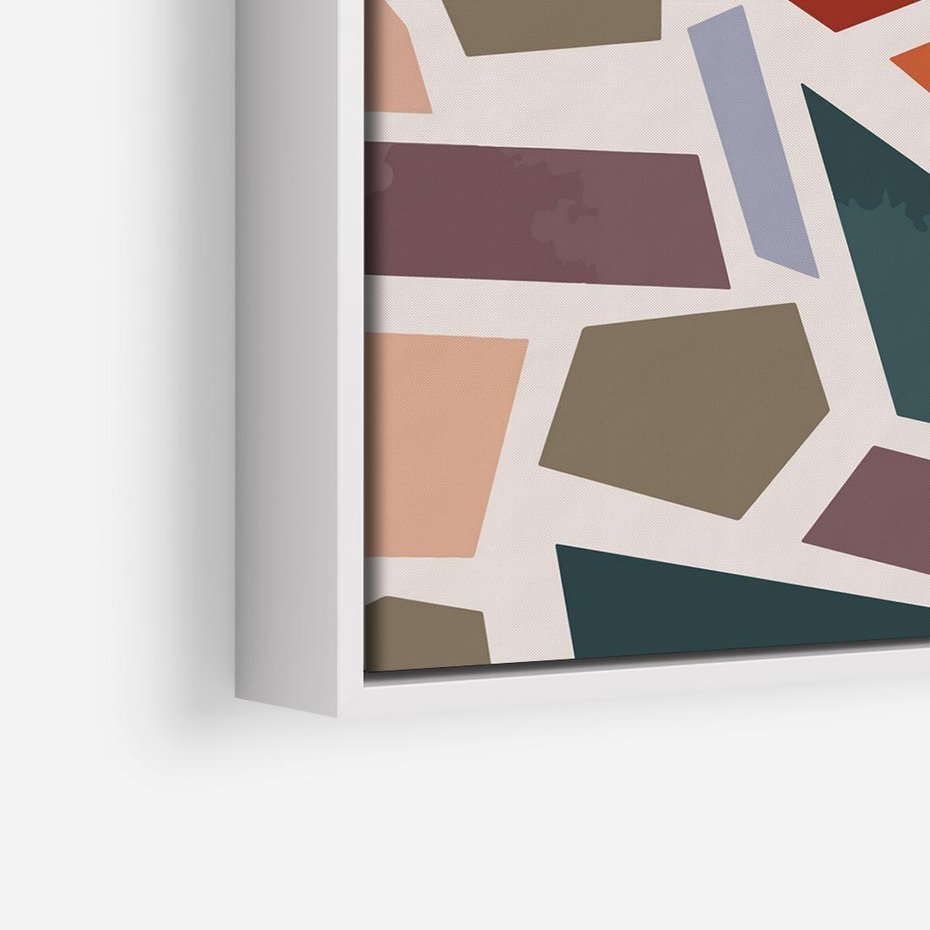 Obraz w ramie 80x80 - Modernistyczna Transcendencja - geometryczne kształty, mozaika - rama biała