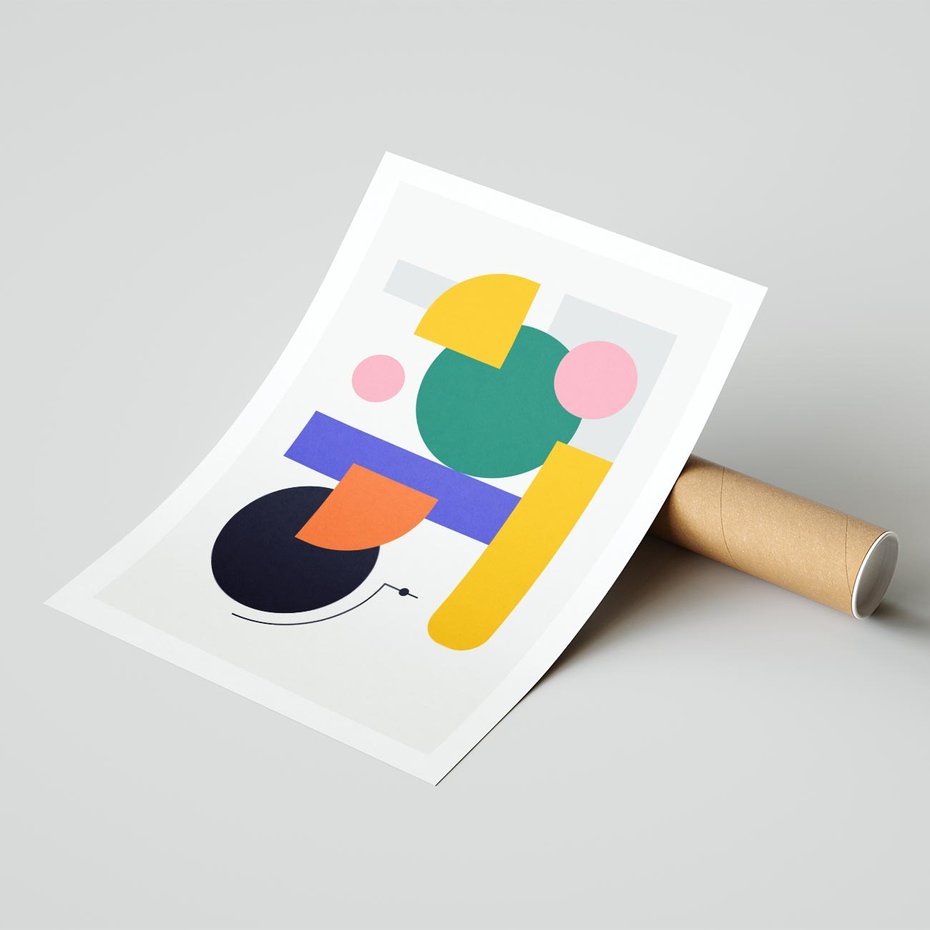 Plakat bez ramy 40x50 - Przestrzenne Innowacje - nowoczesna sztuka, geometryczna kolorowa grafika