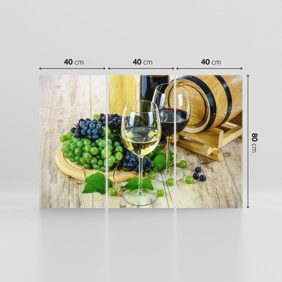 Obraz na płótnie 120x80 - Wino winogrona i kieliszki - wino, winogrona