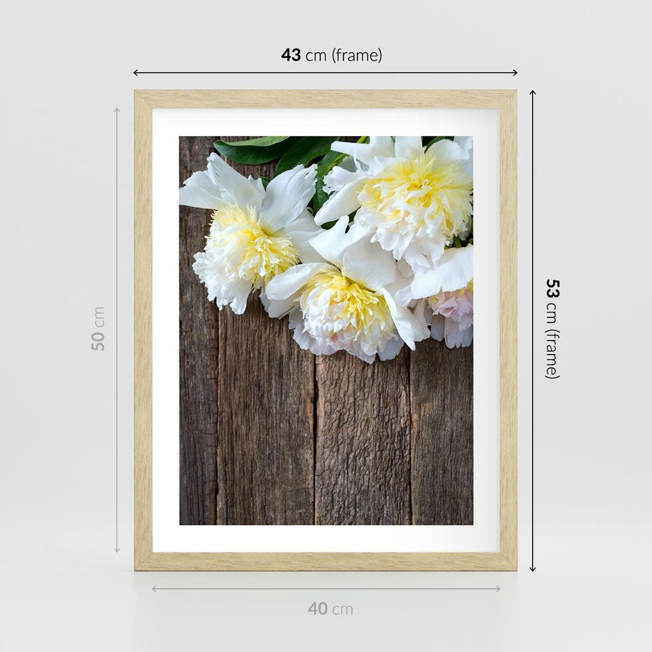 Plakat w ramie 40x50 - Relaksująca Harmonia - kwiaty, spa - rama drewno