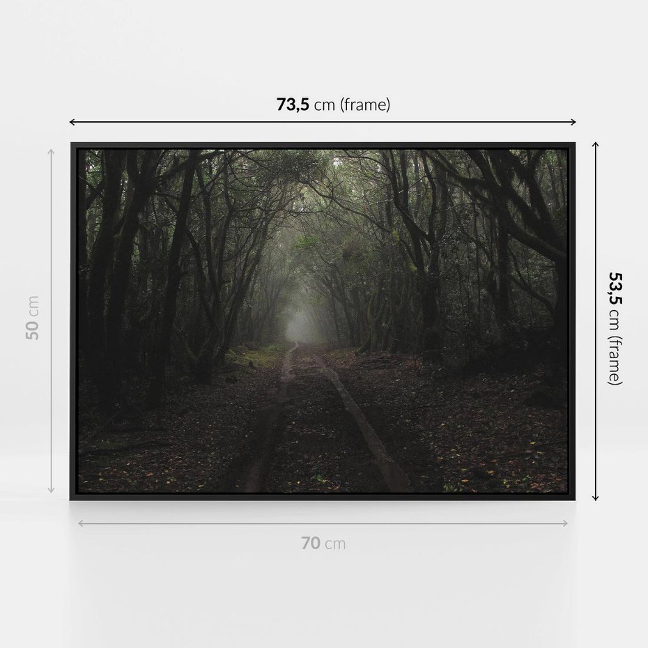 Obraz w ramie 70x50 - Urok Drogi - las, droga - rama czarna