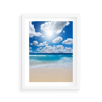 Plakat w ramie 50x70 - Wakacyjna plaża - plaża, wakacje - rama biała