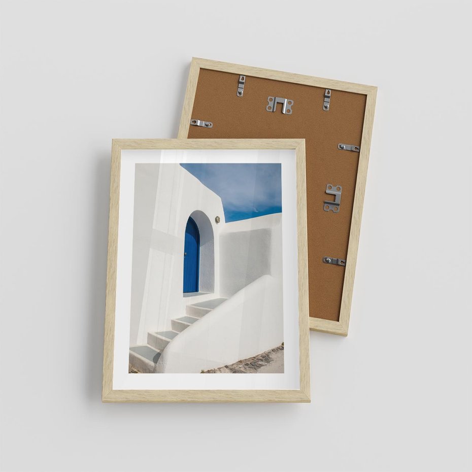 Plakat w ramie 30x40 - Powitanie Wyspy - Santorini, drzwi - rama drewno
