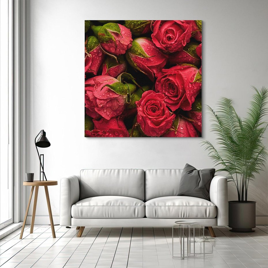 Obraz na płótnie 40x40 - Piękno róż: delikatność natury - róże, kwiaty