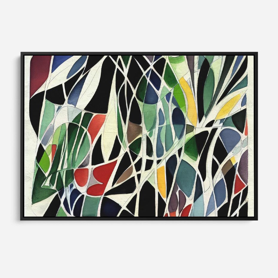 Obraz w ramie 100x70 - Taniec Plam i Kształtów - abstrakcyjny akwarelowy obraz, plamy - rama czarna