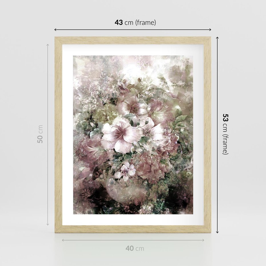 Plakat w ramie 40x50 - Piękno natury na płótnie - kwiaty, olejne - rama drewno