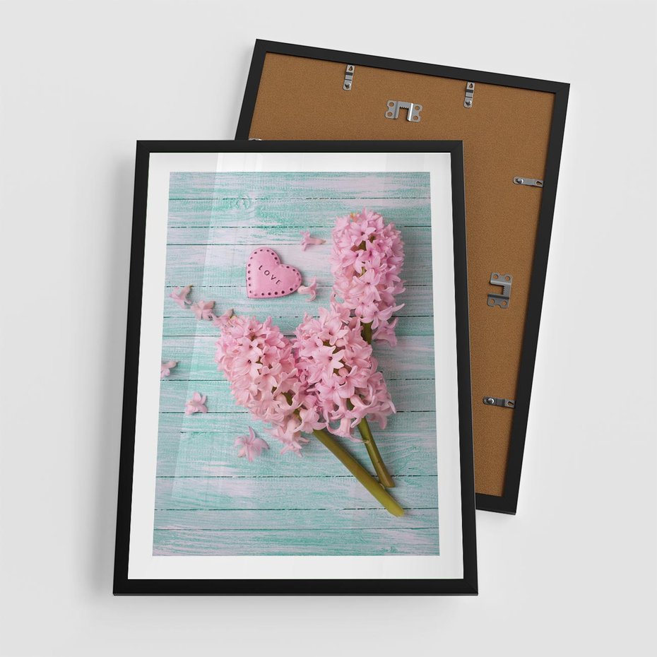 Plakat w ramie 50x70 - Hiacynty w Kwiatowej Kompozycji - hiacynty, kwiaty - rama czarna