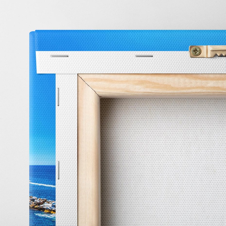 Obraz na płótnie 120x40 - Barwne Wybrzeże - nadmorskie miasto na klifie, kolorowe tęczowe budynki