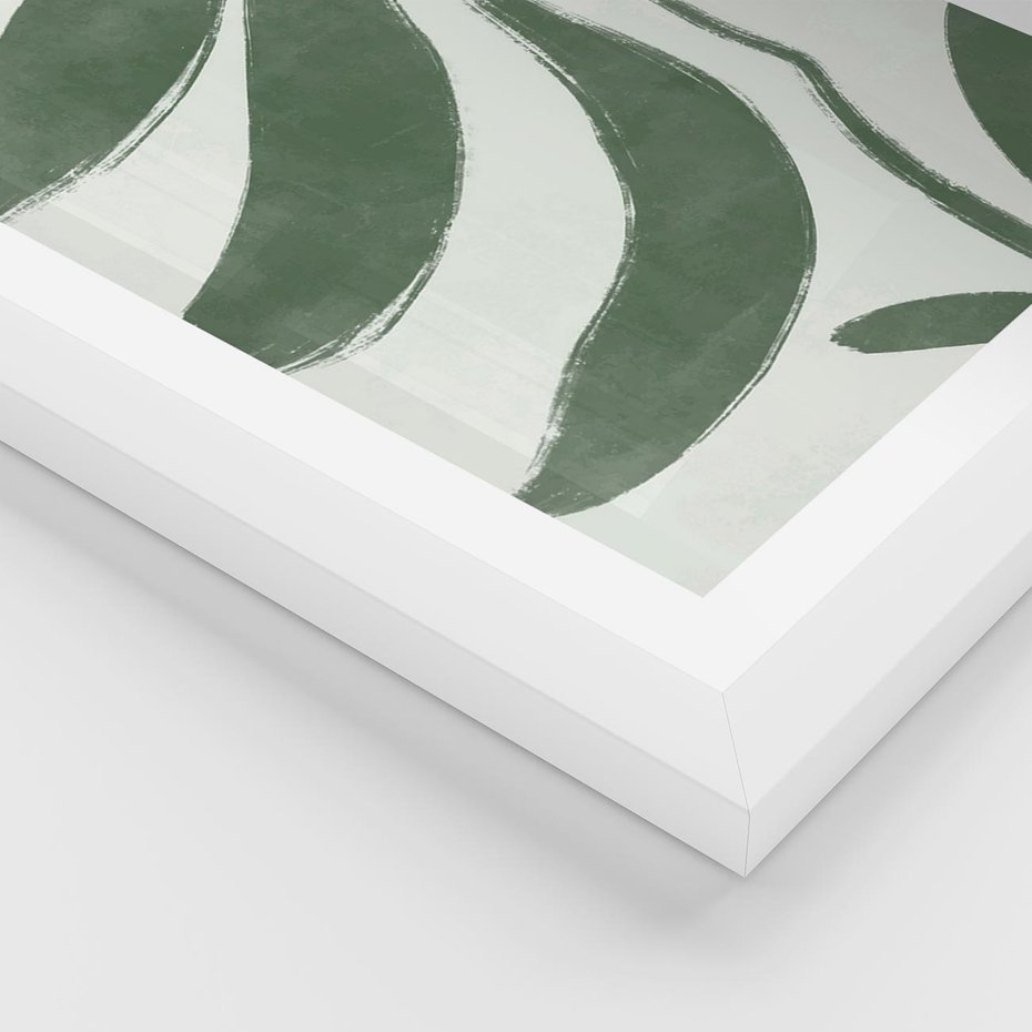Plakat w ramie 40x50 - Zieleń Wewnętrznego Spokoju - zielony plakat, roślinne inspiracje - rama biała