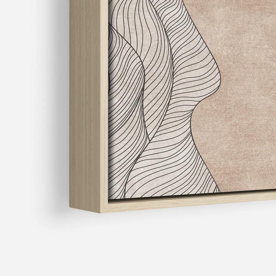 Obraz w ramie 50x50 - Symfonia uczuć i kształtów - delikatna kompozycja, falujące linie - rama drewno