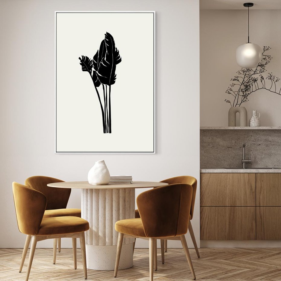 Obraz w ramie 50x70 - Elegancja Palm - nowoczesna sztuka, minimalistyczny styl - rama biała