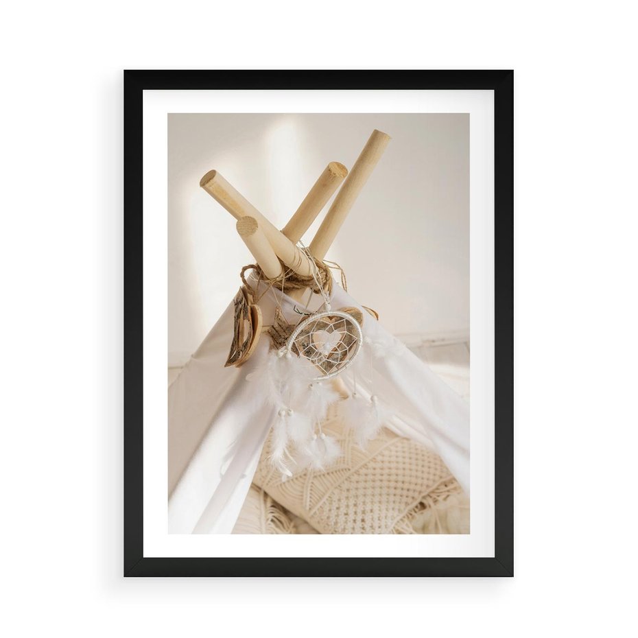 Plakat w ramie 50x70 - Oaza Swobodnego Stylu - boho, tipi - rama czarna