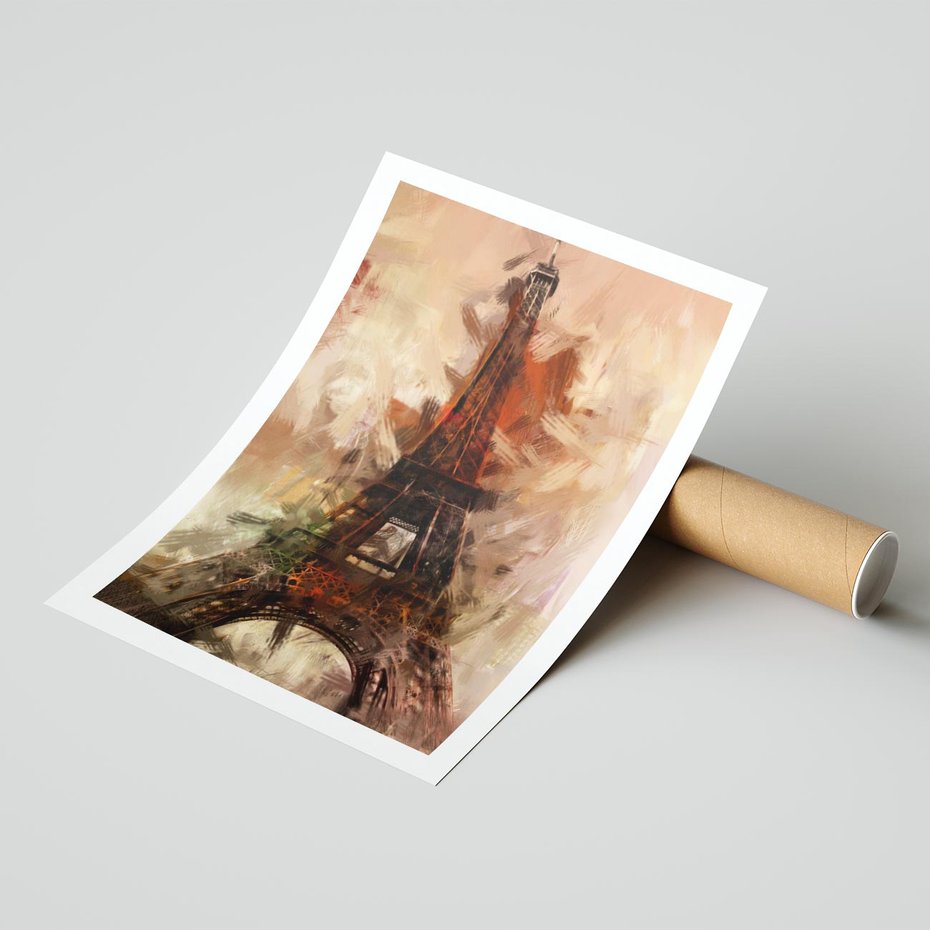 Plakat bez ramy 21x30 - Abstrakcyjna Eiffla - miasto w nowej formie - Eiffla, abstrakcja