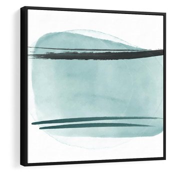 Obraz w ramie 50x50 - Turkusowy Świat - minimlizm, abstrakcja - rama czarna