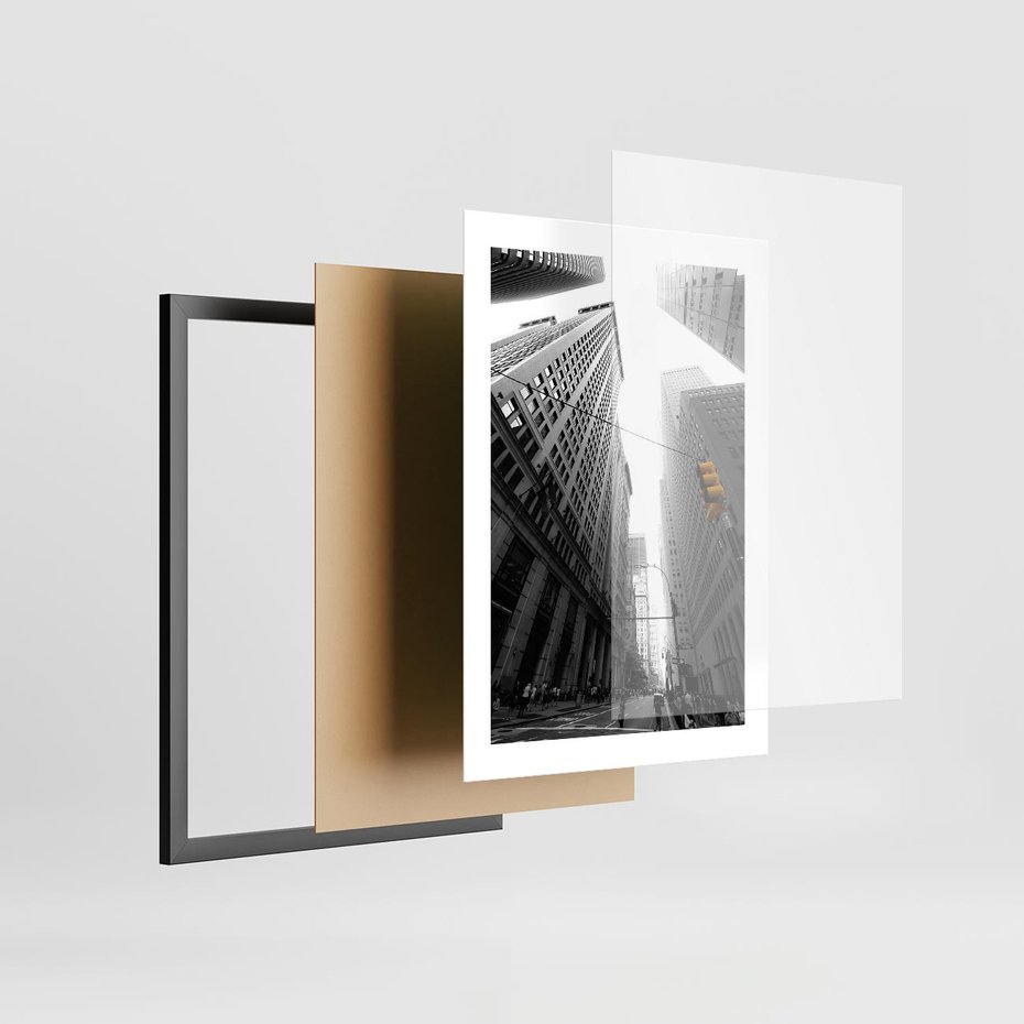 Plakat w ramie 30x40 - Miejskie Wieże - miasto, wieżowce - rama czarna