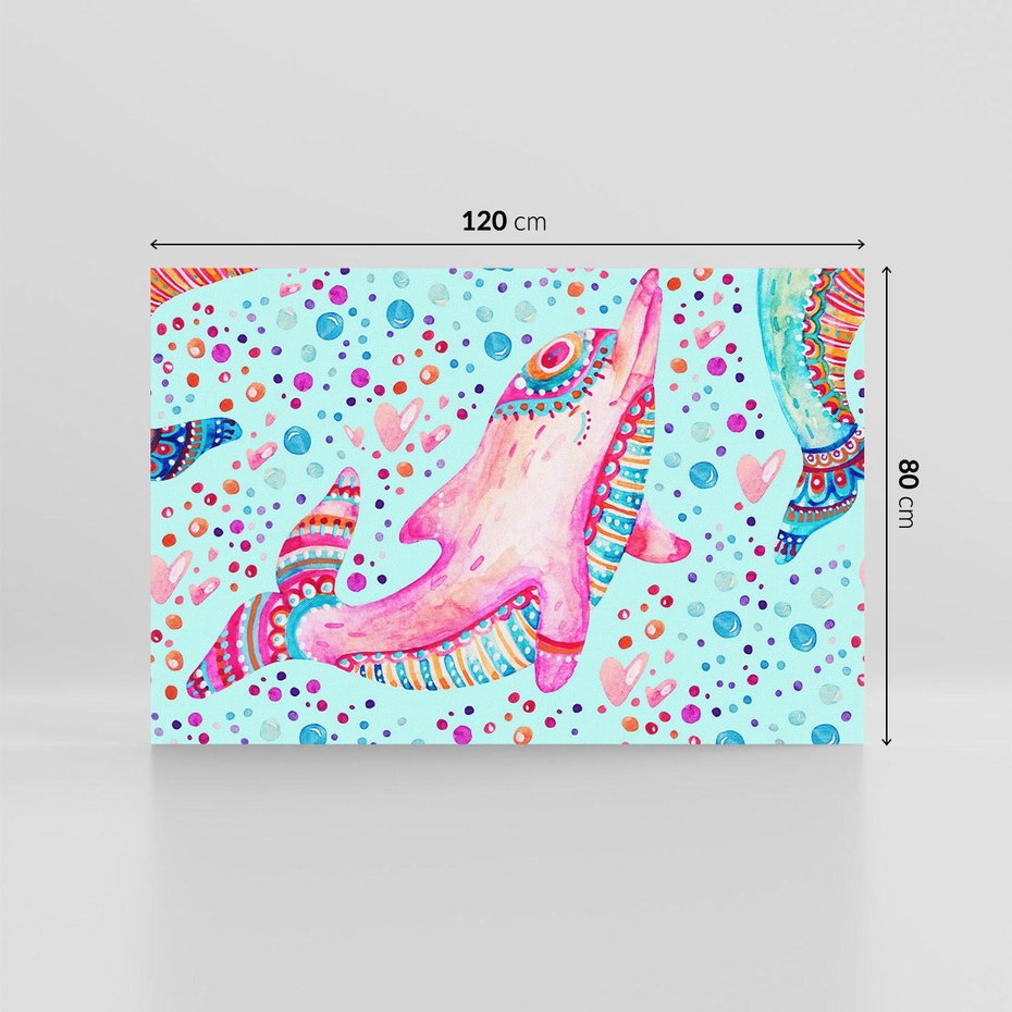 Obraz na płótnie 120x80 - Lekkość W Ruchu - delfin, akwarela