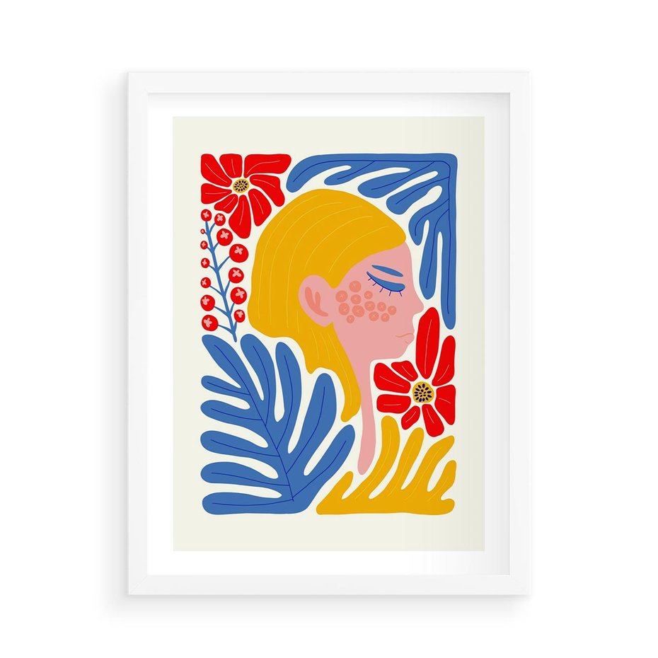 Plakat w ramie 50x70 - Kolorowe Rytmy - kobieca sztuka, abstrakcja - rama biała