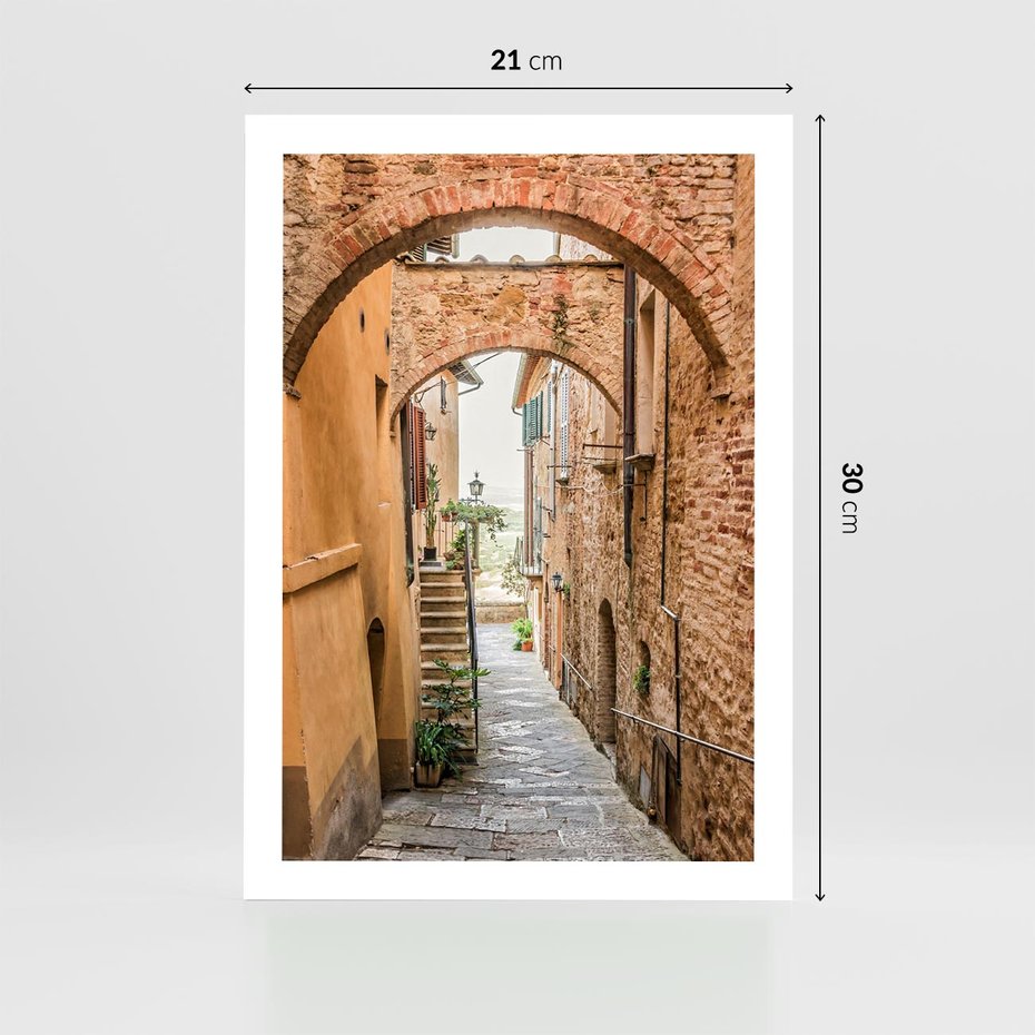 Plakat bez ramy 21x30 - Magiczna podróż w głąb miasta - uliczka, perspektywa