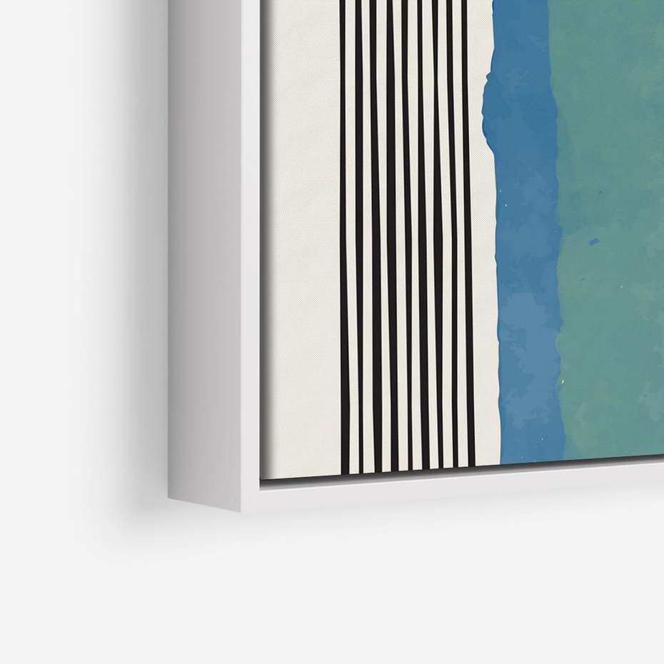 Obraz w ramie 80x80 - Kolorowe Spektrum - kolorowa geometria, prostokąty w intensywnych kształtach i czarne kreski - rama biała