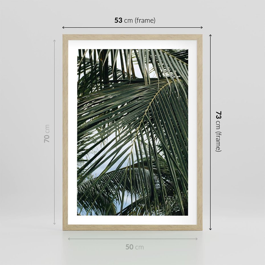 Plakat w ramie 50x70 - Wakacyjna Magia - palmy, tropiki - rama drewno