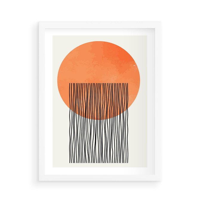 Plakat w ramie 50x70 - Echa Wyobraźni - koło, boho styl - rama biała