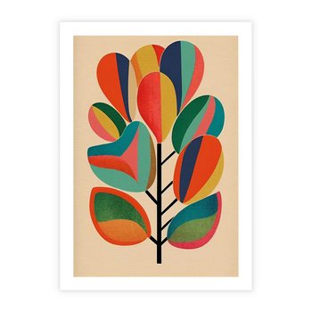 Plakat bez ramy 21x30 - Wnętrza Kształtów - abstrakcyjny kolorowy tęczowy obraz, inspiracje roślinne