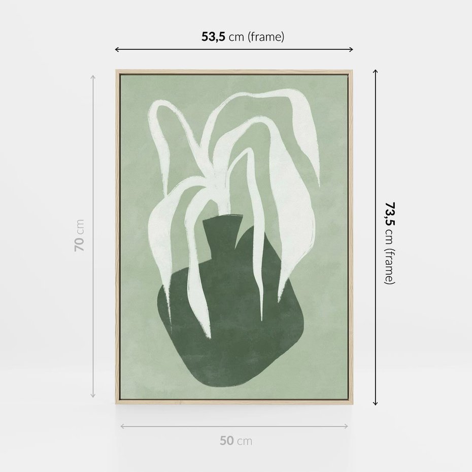 Obraz w ramie 50x70 - Zieleń Pulsującego Spokoju - zielona abstrakcja, zgaszona zieleń - rama drewno