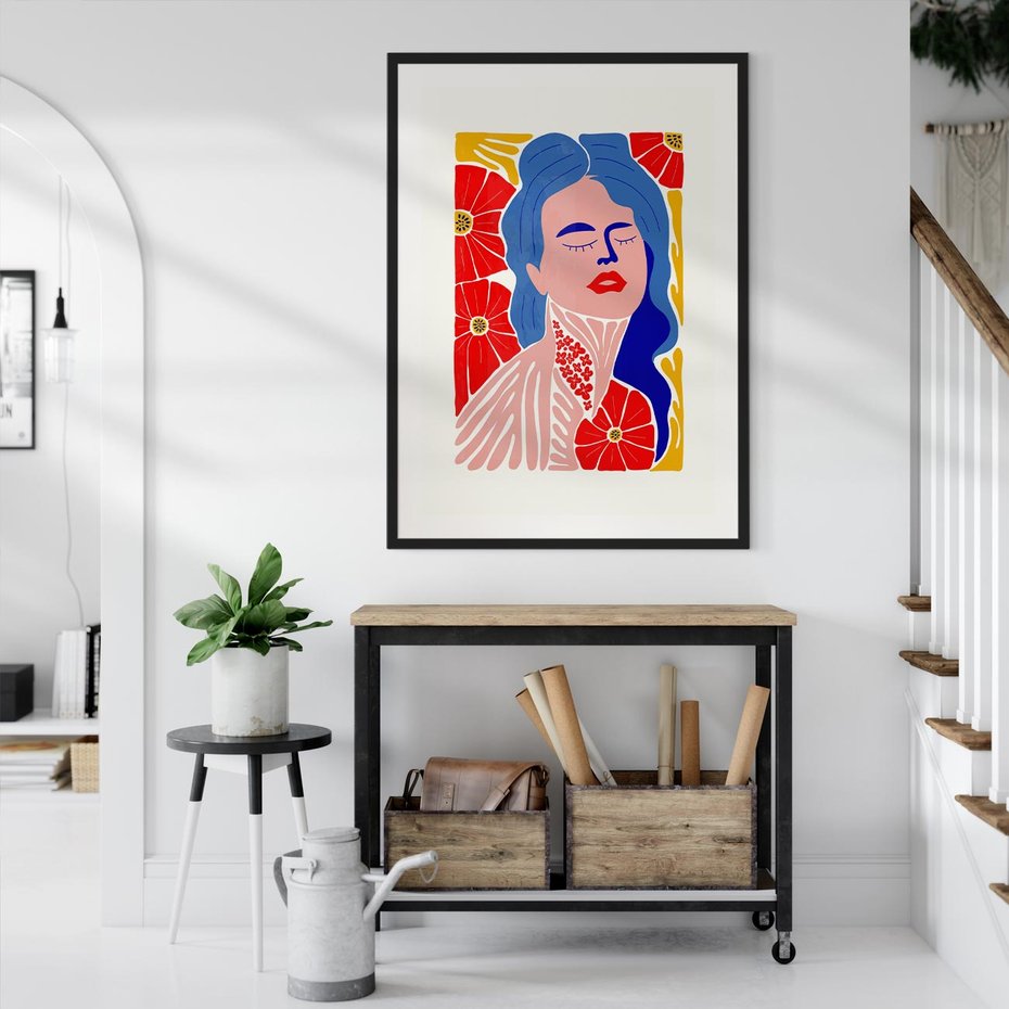 Plakat bez ramy 50x70 - Nowoczesna Twarz - nowoczesna grafika, kolorowa twarz kobiety