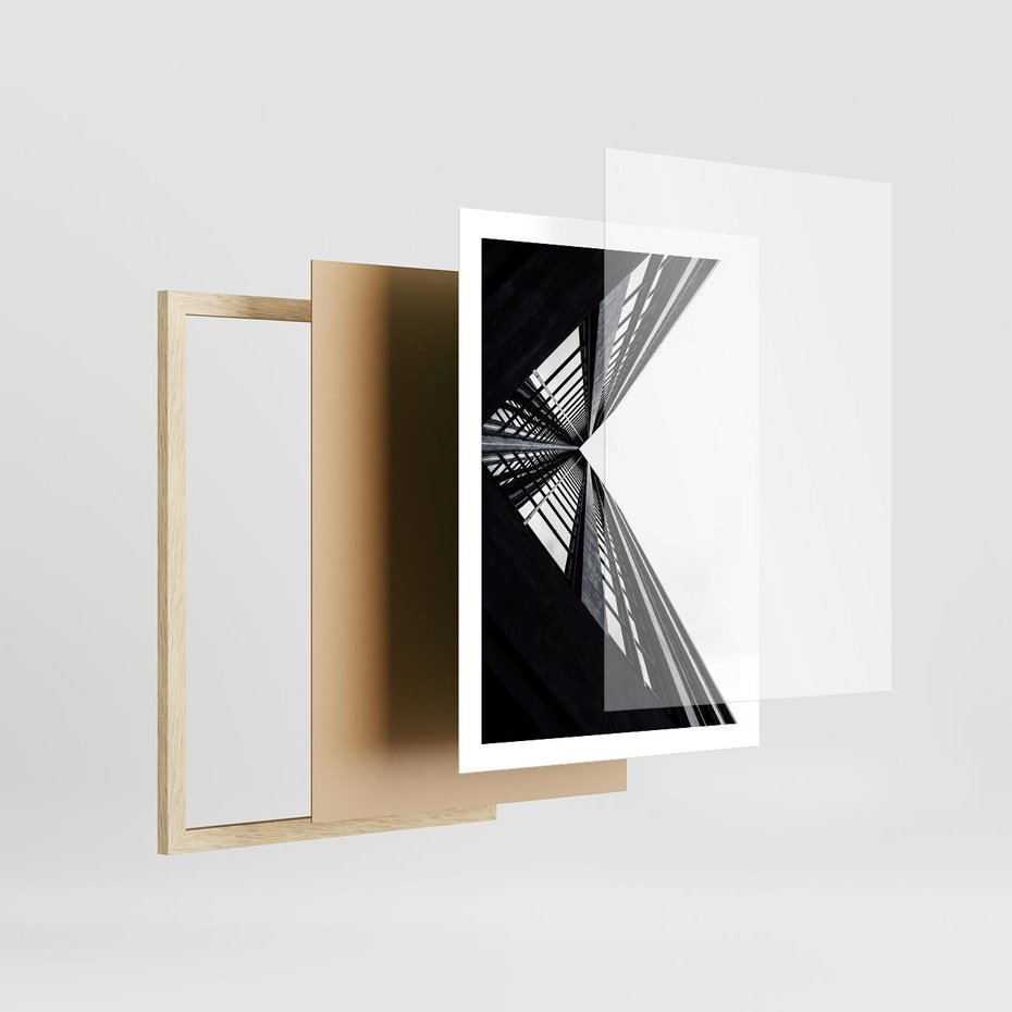 Plakat w ramie 50x70 - Nowoczesność w Linii - architektura, proste linie - rama drewno