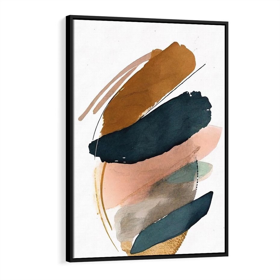 Obraz w ramie 70x100 - Migocące Impresje Przestrzeni - abstrakcyjny obraz, kolory ciepłe - rama czarna