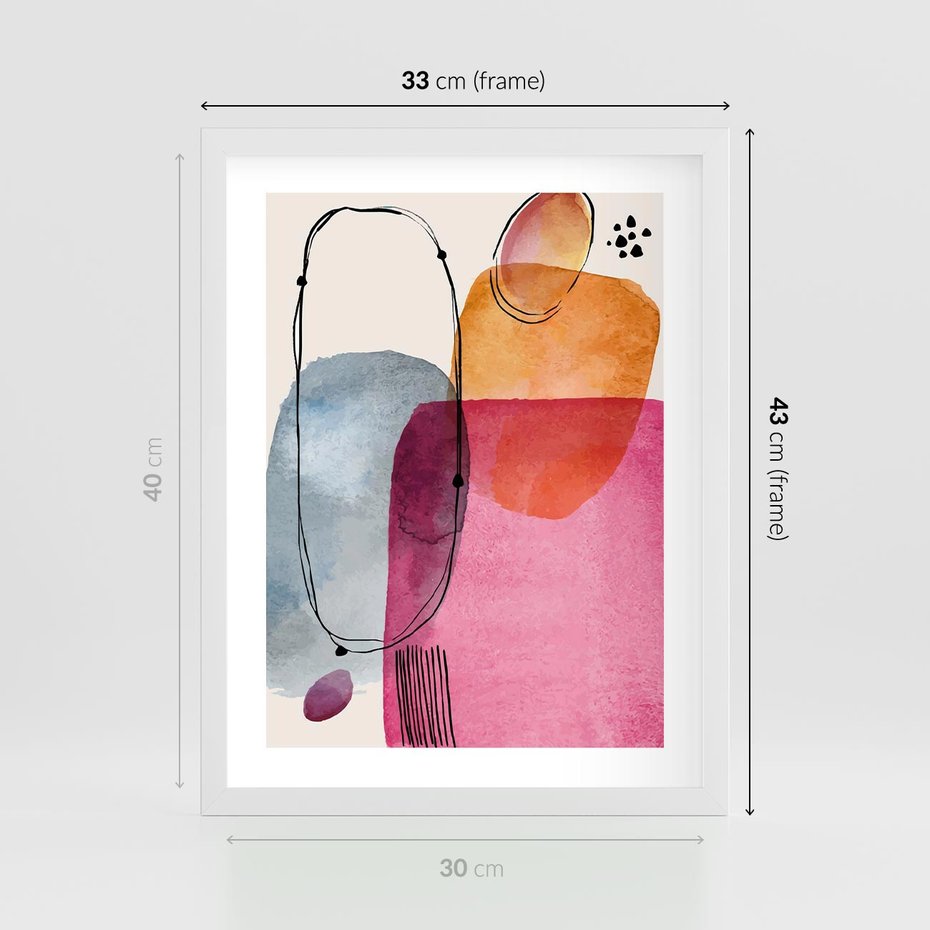 Plakat w ramie 30x40 - Kolorowe Pastelowe Spektrum - kolorowe pastelowe plamy, rozmyte żywe kolory - rama biała