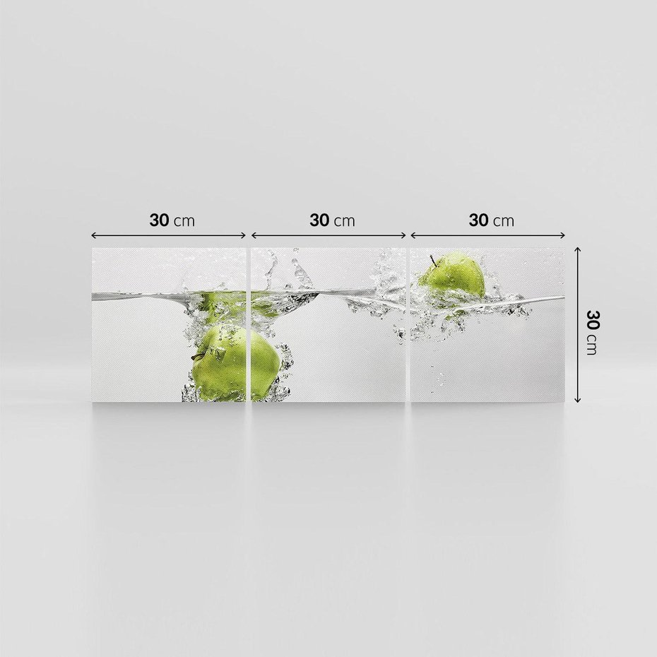 Obraz na płótnie 90x30 - Jabłka: Świeżość natury - jabłka, woda