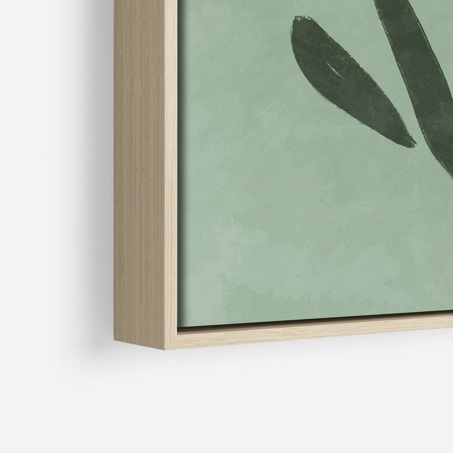 Obraz w ramie 80x120 - Objęcia Zieleni - zielona abstrakcja, zgaszona zieleń - rama drewno
