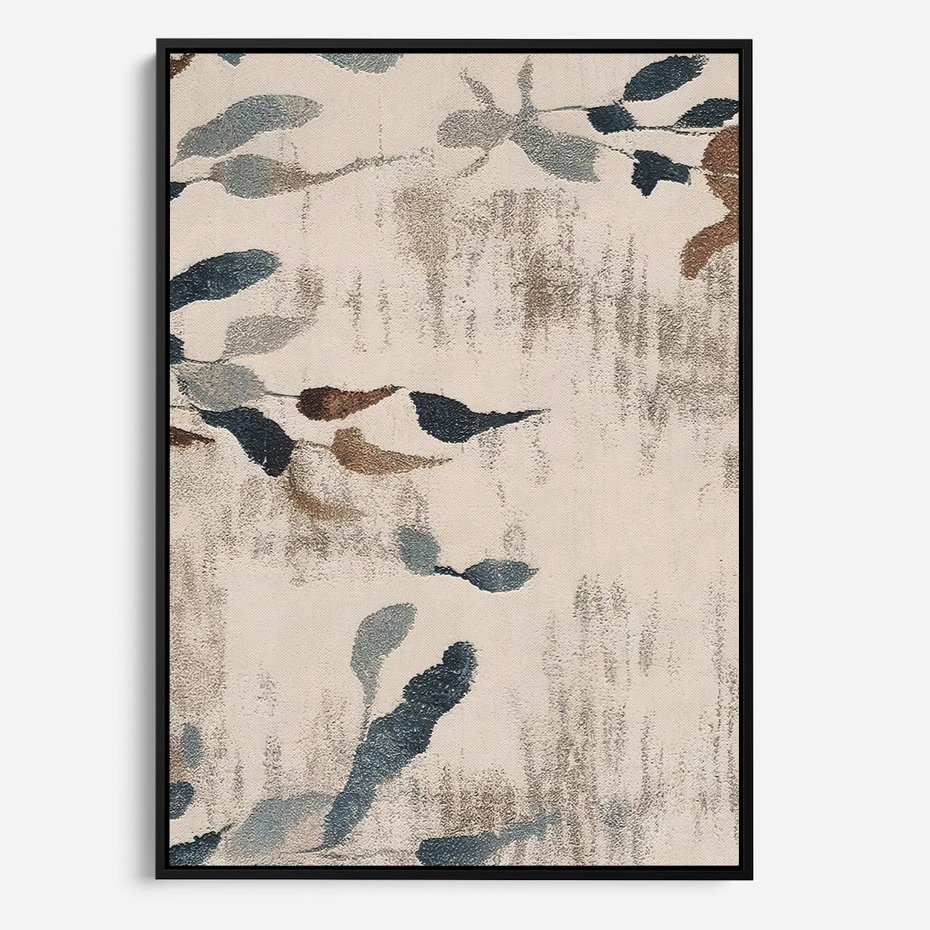 Obraz w ramie 50x70 - Refleksje liściowych barw - abstrakcyjne kształty, przypominają liście - rama czarna