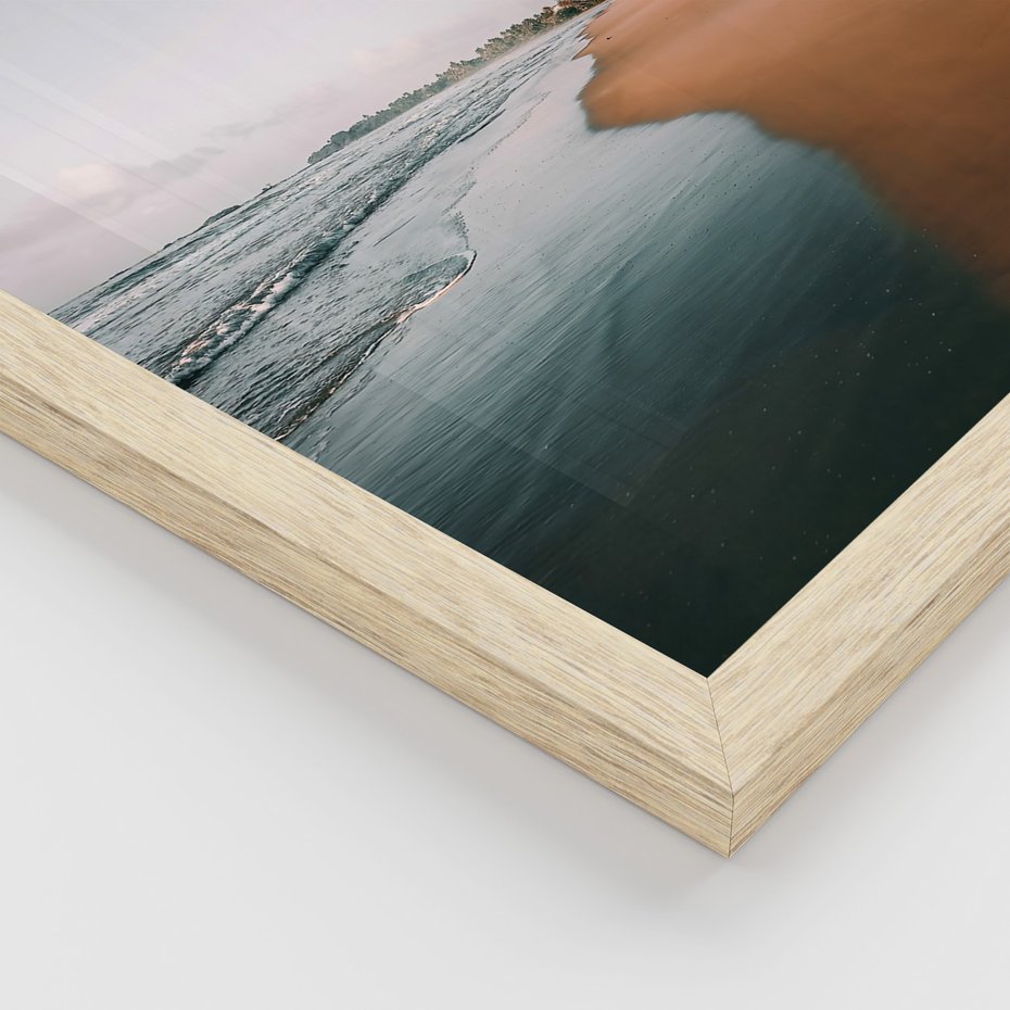 Zestaw obrazy w ramie 30x40 galeria - Zachód, słońca, plaża, morze, palmy - rama drewno